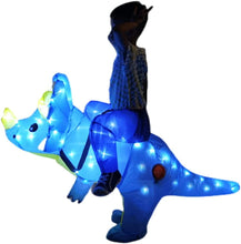 Lade das Bild in den Galerie-Viewer, Kids Inflatable Costume, Dinosaur T-REX Costumes with LED Light（Blue） SHINYOU
