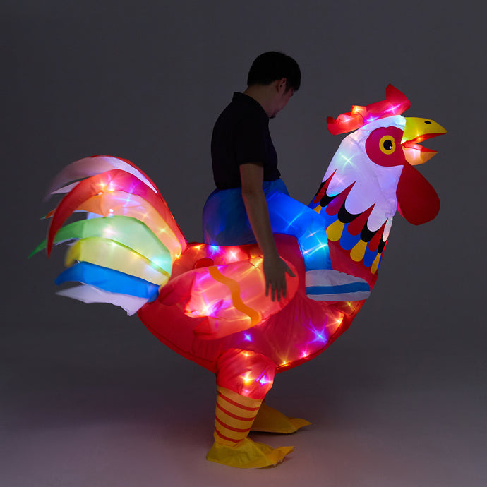 Inflatable Chicken Costume Rooster Adult Light Up Cosplay Halloween Costume for Man Women SHINYOU